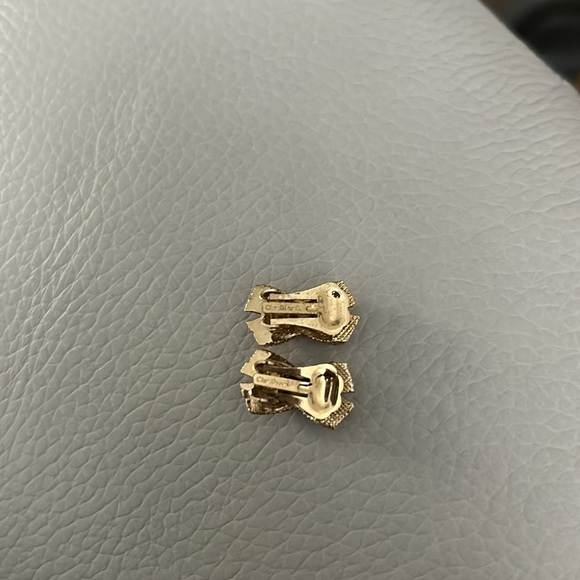 Authentic Christian Dior Gold Clip on Earrings with dust bag and box - Picture 3 of 7